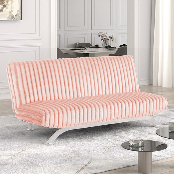 Furniture Of America Villeneuve Futon Sofa Bed FM2906PK Pink Contemporary - sofafair.com