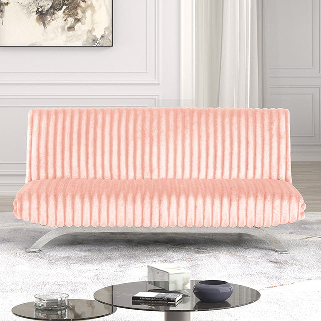 Furniture Of America Villeneuve Futon Sofa Bed FM2906PK Pink Contemporary - sofafair.com