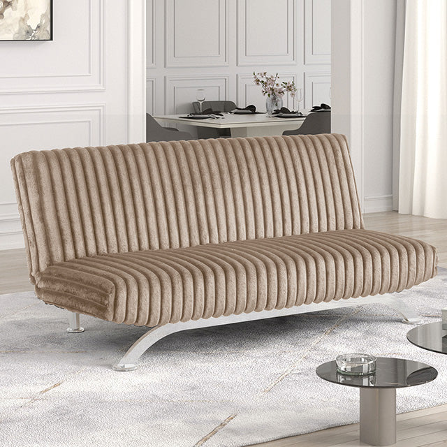 Furniture Of America Villeneuve Futon Sofa Bed FM2906TP Taupe Contemporary - sofafair.com