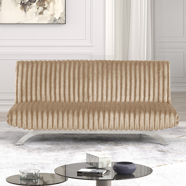 Furniture Of America Villeneuve Futon Sofa Bed FM2906TP Taupe Contemporary - sofafair.com