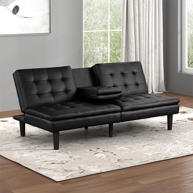 Furniture Of America Eidsberg Futon Sofa Bed FM2908BK Black Contemporary - sofafair.com