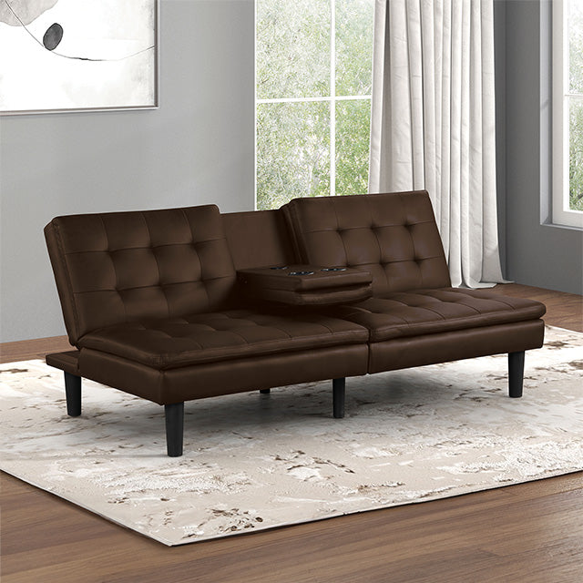 Furniture Of America Eidsberg Futon Sofa Bed FM2908BR Brown Contemporary - sofafair.com