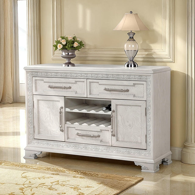 Furniture Of America Stella Mia Sideboard FM31000WH-SV Ivory Traditional - sofafair.com