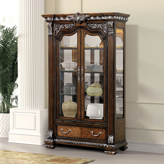 Furniture Of America Promenade Curio Cabinet FM31002DB-CR Dark Brown Traditional - sofafair.com