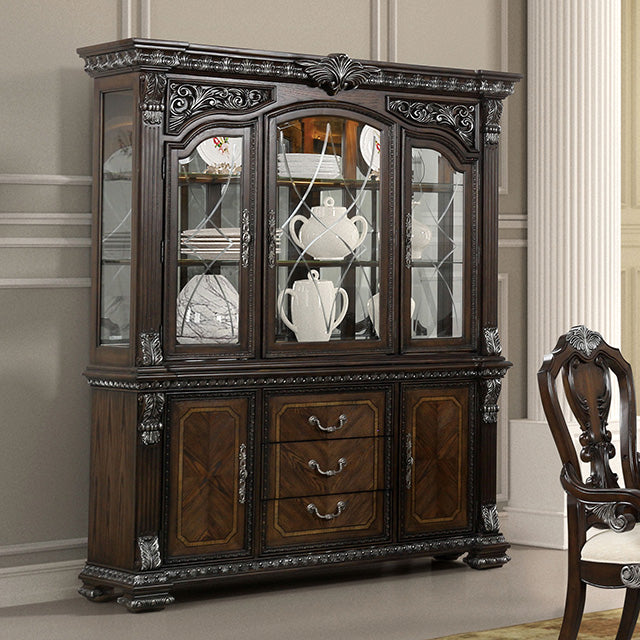 Furniture Of America Promenade Hutch And Buffet FM31002DB-HB-SET Dark Brown Traditional - sofafair.com