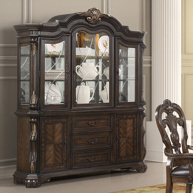 Furniture Of America Leovanni Hutch And Buffet FM31003DB-HB-SET Dark Brown Traditional - sofafair.com