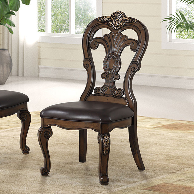 Furniture Of America Leovanni Side Chair (2/CTN) FM31003DB-SC-2PK Dark Brown Traditional - sofafair.com