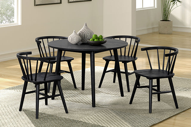 Furniture Of America Yate Round Dining Table FM3102BK-RT Black Mid-Century Modern - sofafair.com