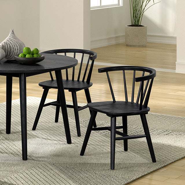 Furniture Of America Yate Round Dining Table FM3102BK-RT Black Mid-Century Modern - sofafair.com