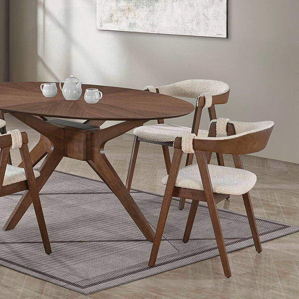 Furniture Of America Ebikon Oval Dining Table FM3211WN-T Walnut Mid-Century Modern - sofafair.com