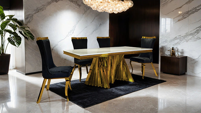 Furniture Of America Basilicata Dining Table FM33001GD-T-TABLE Gold Glam - sofafair.com