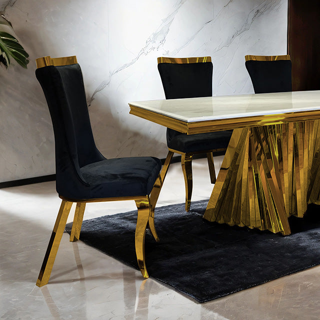 Furniture Of America Basilicata Dining Table FM33001GD-T-TABLE Gold Glam - sofafair.com