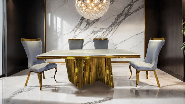 Furniture Of America Basilicata Dining Table FM33001GD-T-TABLE Gold Glam - sofafair.com