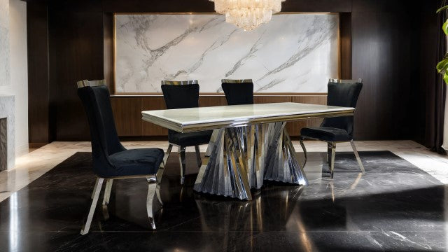 Furniture Of America Basilicata Silver Chair (2/CTN) FM33012BK-SC-2PK Black Glam - sofafair.com