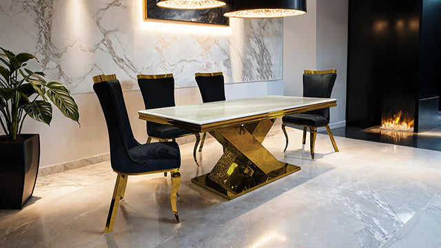 Furniture Of America Palazzo Dining Table FM33002GD-T-TABLE Gold Glam - sofafair.com
