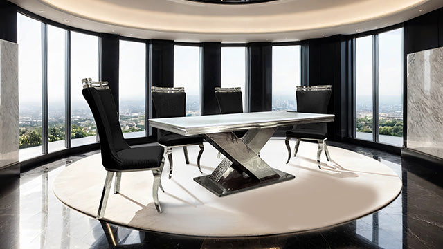 Furniture Of America Palazzo Dining Table FM33002SV-T-TABLE Chrome Glam - sofafair.com
