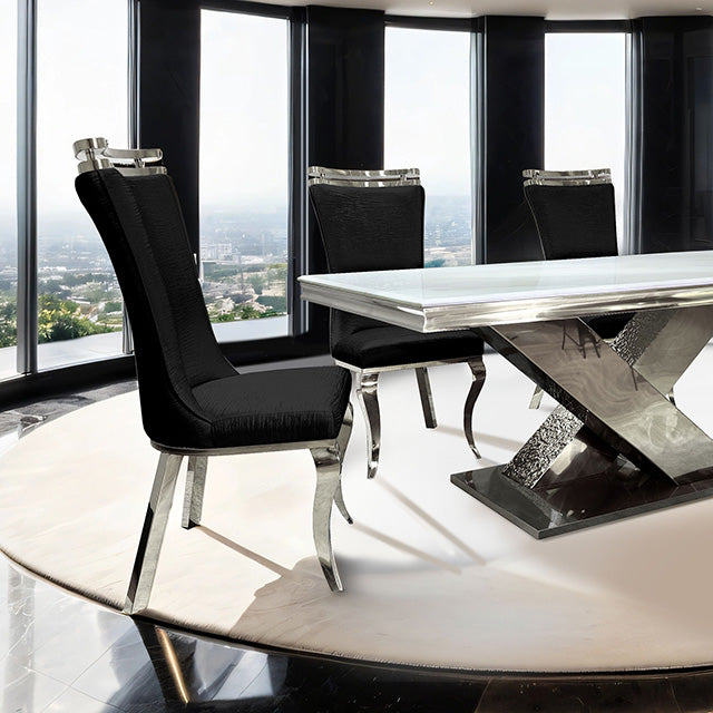 Furniture Of America Palazzo Dining Table FM33002SV-T-TABLE Chrome Glam - sofafair.com