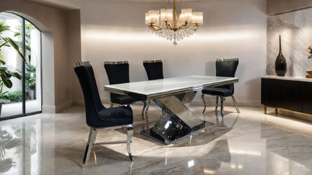 Furniture Of America Palazzo Dining Table FM33002SV-T-TABLE Chrome Glam - sofafair.com