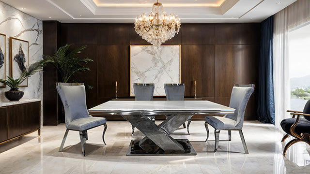 Furniture Of America Palazzo Dining Table FM33002SV-T-TABLE Chrome Glam - sofafair.com