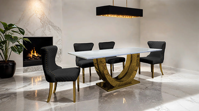 Furniture Of America Portanova Gold Chair (2/CTN) FM33015BK-SC-2PK Black Glam - sofafair.com