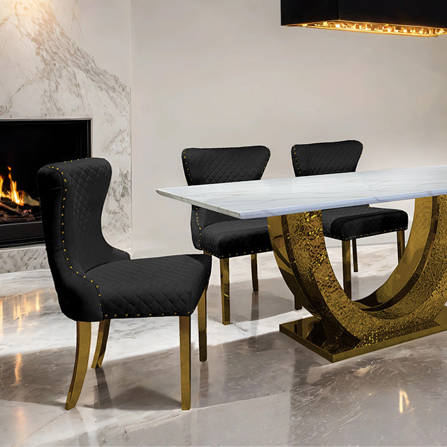 Furniture Of America Portanova Dining Table FM33003GD-T-TABLE Gold Glam - sofafair.com