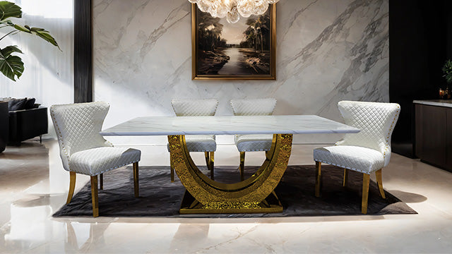 Furniture Of America Portanova Dining Table FM33003GD-T-TABLE Gold Glam - sofafair.com