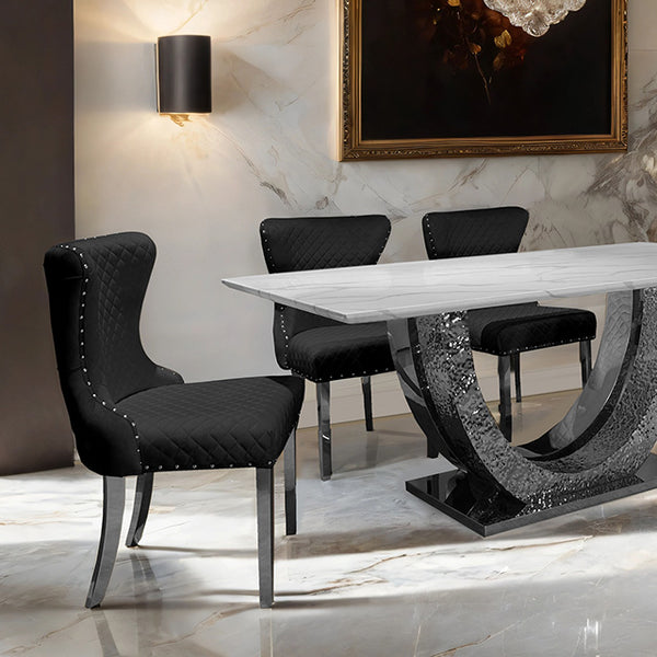 Furniture Of America Portanova Dining Table FM33003SV-T-TABLE Chrome Glam - sofafair.com