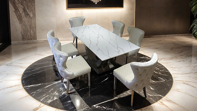 Furniture Of America Portanova Dining Table FM33003SV-T-TABLE Chrome Glam - sofafair.com