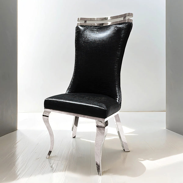 Furniture Of America Palazzo Silver Chair (2/CTN) FM33010BK-SC-2PK Black Glam - sofafair.com