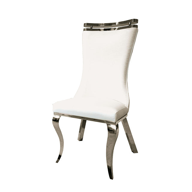 Furniture Of America Palazzo Silver Chair (2/CTN) FM33010WH-SC-2PK White Glam - sofafair.com