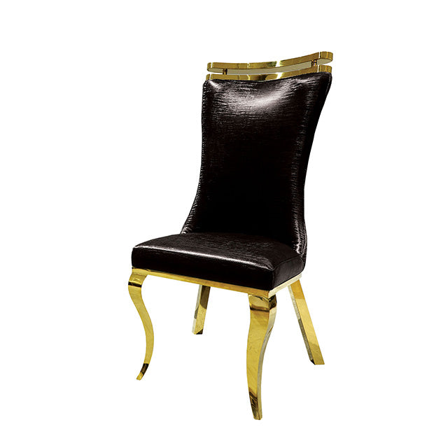 Furniture Of America Palazzo Gold Chair (2/CTN) FM33011BK-SC-2PK Black Glam - sofafair.com