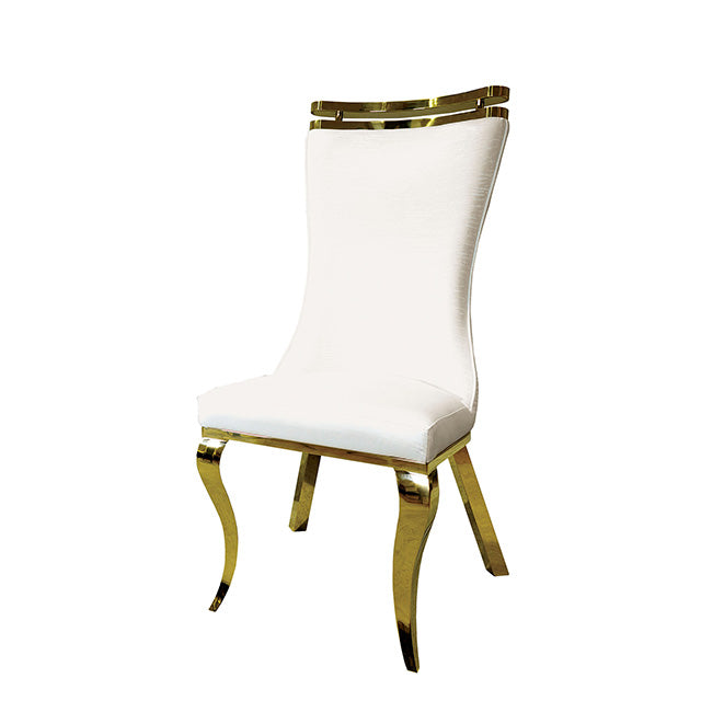 Furniture Of America Palazzo Gold Chair (2/CTN) FM33011WH-SC-2PK White Glam - sofafair.com
