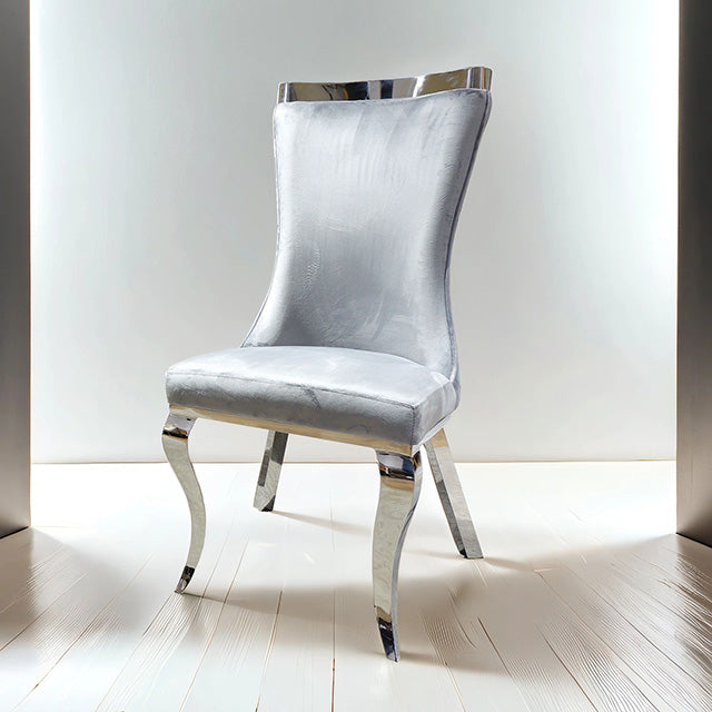 Furniture Of America Basilicata Silver Chair (2/CTN) FM33012GY-SC-2PK Gray Glam - sofafair.com