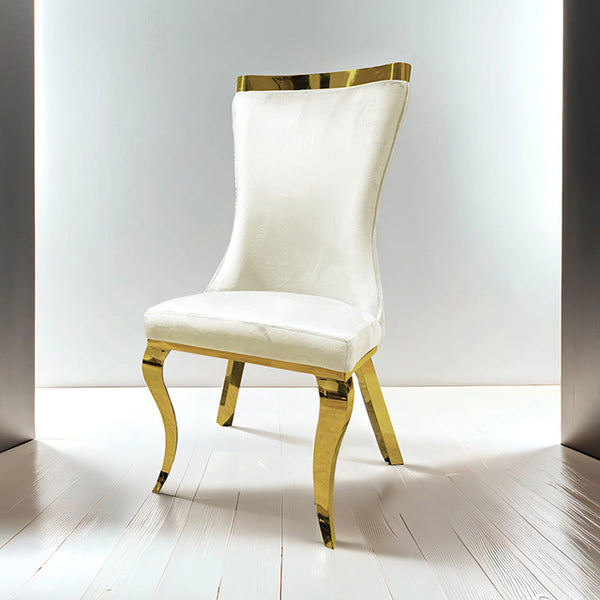 Furniture Of America Basilicata Gold Chair (2/CTN) FM33013WH-SC-2PK White Glam - sofafair.com