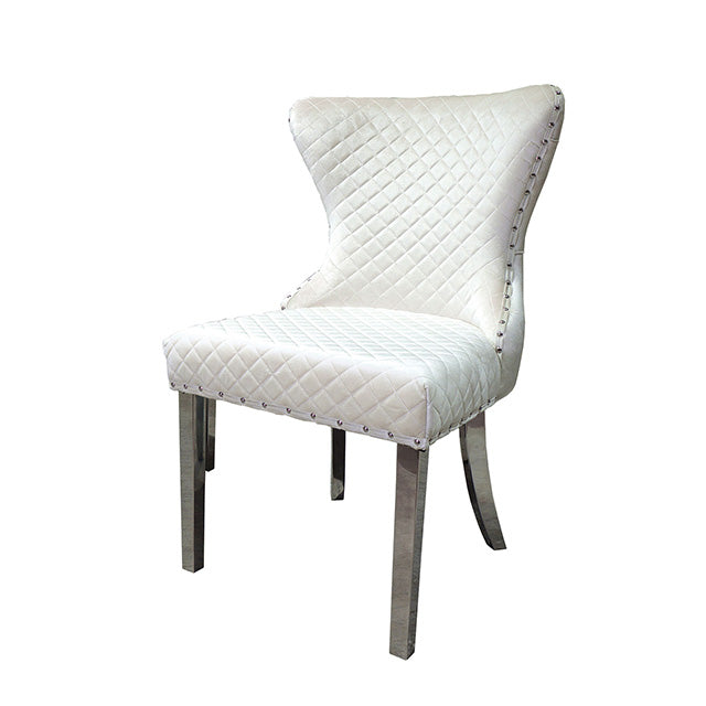 Furniture Of America Portanova Silver Chair (2/CTN) FM33014WH-SC-2PK White Glam - sofafair.com