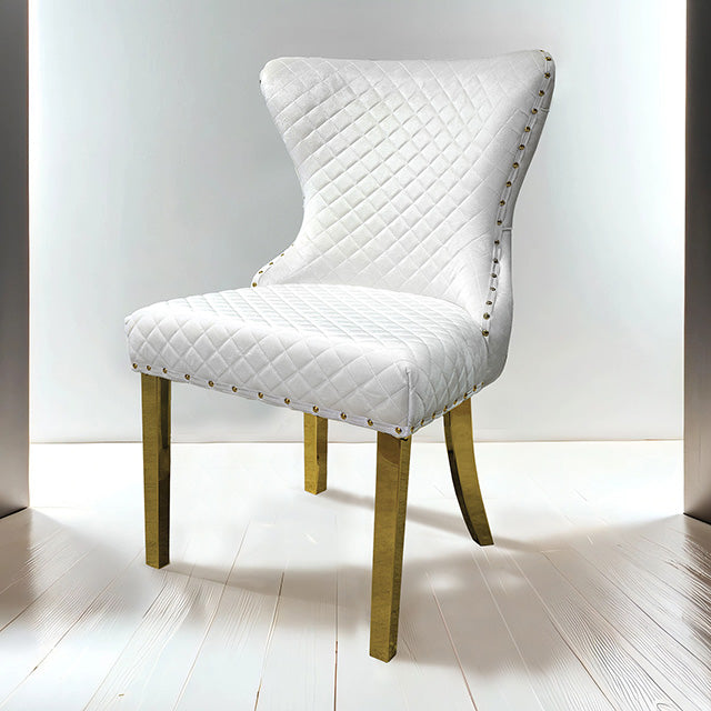 Furniture Of America Portanova Gold Chair (2/CTN) FM33015WH-SC-2PK White Glam - sofafair.com