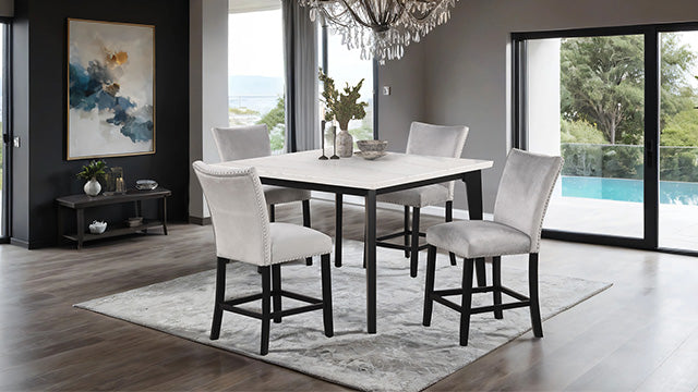 Furniture Of America Sabro Square Counter Ht. Table FM3330BK-PST-TABLE Black/White Contemporary - sofafair.com