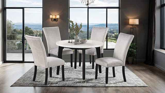 Furniture Of America Sabro Round Dining Table FM3330BK-RT-TABLE Black/White Contemporary - sofafair.com