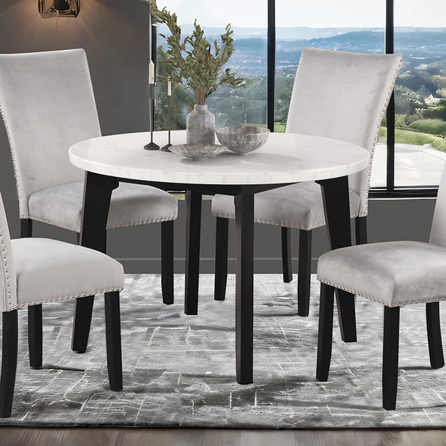 Furniture Of America Sabro Round Dining Table FM3330BK-RT-TABLE Black/White Contemporary - sofafair.com