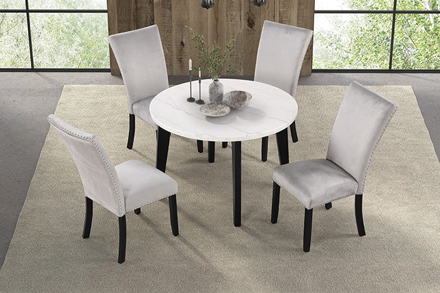 Furniture Of America Sabro Round Dining Table FM3330BK-RT-TABLE Black/White Contemporary - sofafair.com