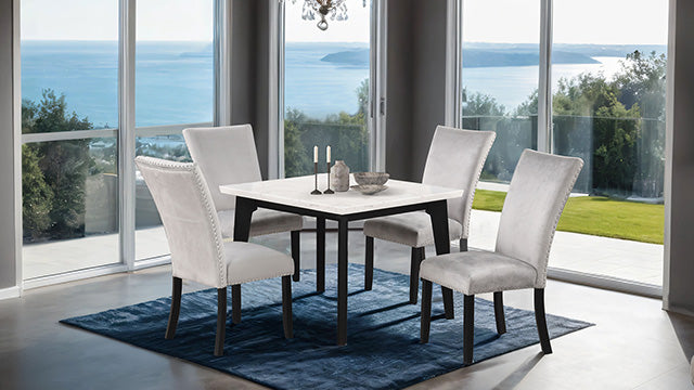 Furniture Of America Sabro Square Dining Table FM3330BK-ST-TABLE Black/White Contemporary - sofafair.com