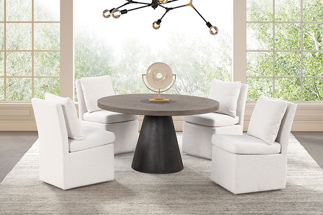 Furniture Of America Broager Round Table FM3331DB-RT-TABLE Rustic Oak/Dark Walnut Contemporary - sofafair.com