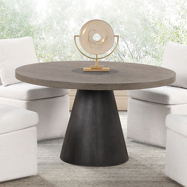 Furniture Of America Broager Round Table FM3331DB-RT-TABLE Rustic Oak/Dark Walnut Contemporary - sofafair.com