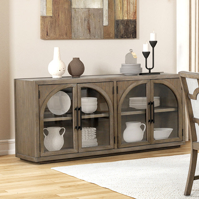 Furniture Of America Clements Sideboard FM3411AK-SV Oak Modern Farmhouse - sofafair.com
