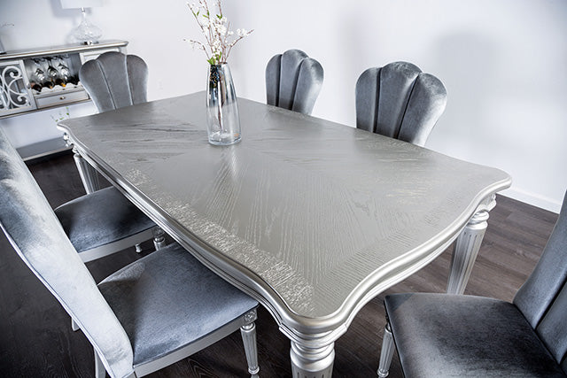 Furniture Of America Hannoria Dining Table FM3416SV-T Silver Glam - sofafair.com