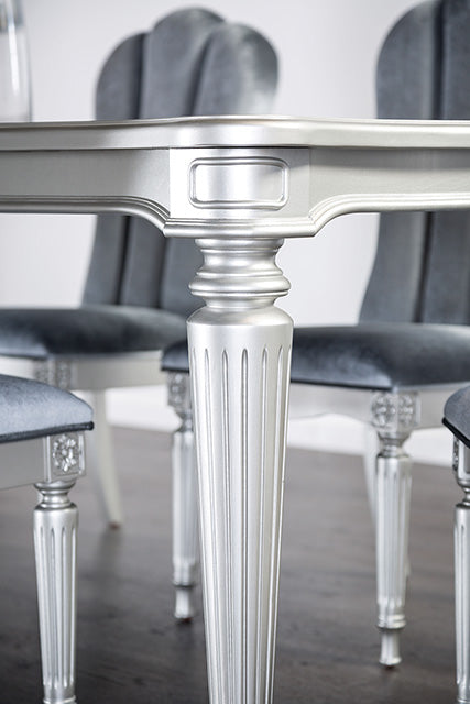 Furniture Of America Hannoria Dining Table FM3416SV-T Silver Glam - sofafair.com