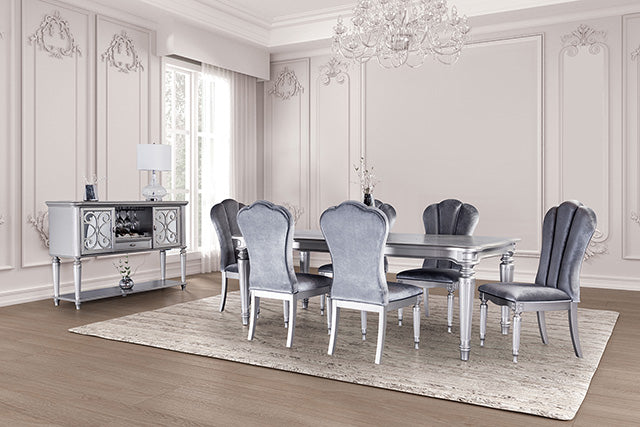 Furniture Of America Hannoria Dining Table FM3416SV-T Silver Glam - sofafair.com