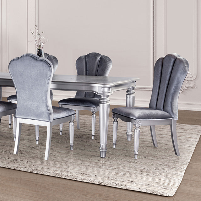 Furniture Of America Hannoria Dining Table FM3416SV-T Silver Glam - sofafair.com