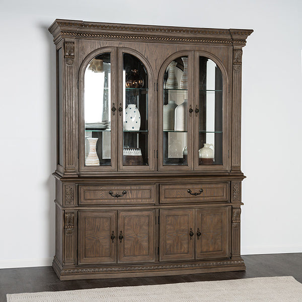 Furniture Of America Oakham Hutch & Buffet FM3418AK-HB Weathered Oak Traditional - sofafair.com