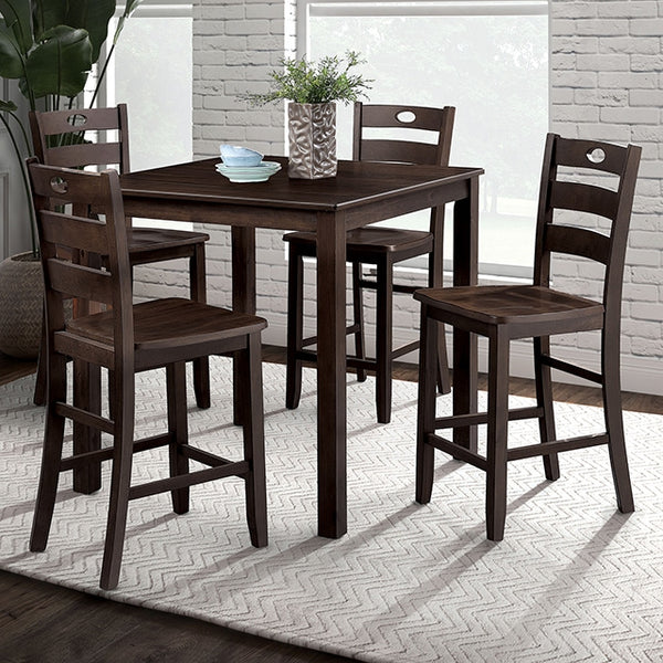 Furniture Of America Lubbock 6 Pc. Counter Ht. Table Set FM3419EX-PT Expresso Transitional - sofafair.com